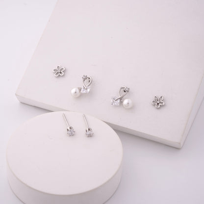 Floral Pearl Earring Set