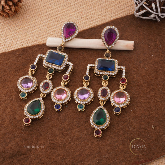 Stunning Multicolor American Diamond Earrings