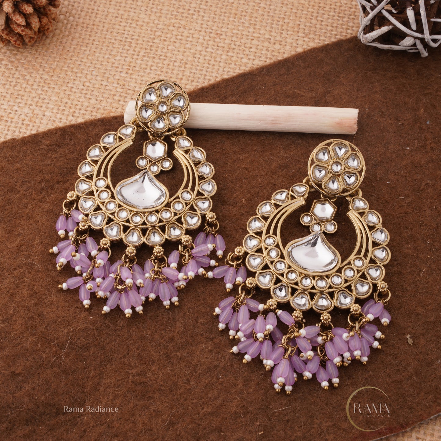 Elegance Chandbali Earrings with Delicate Fringe Detailing