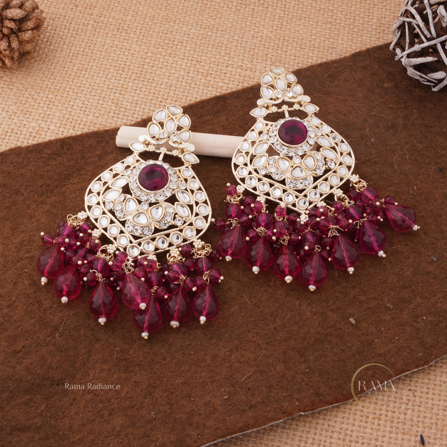 Traditional Chandbali Earrings with Crystal and Stone Accents