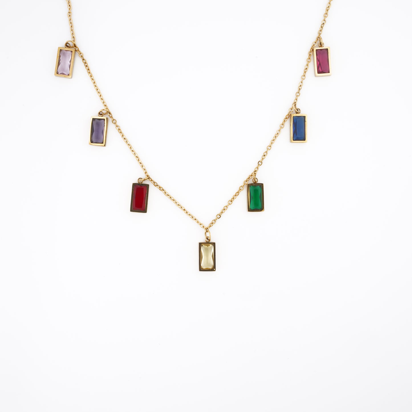 Multicolor Rectangular Charm Necklace