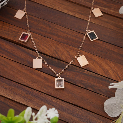 Multicolor Rectangular Charm Necklace