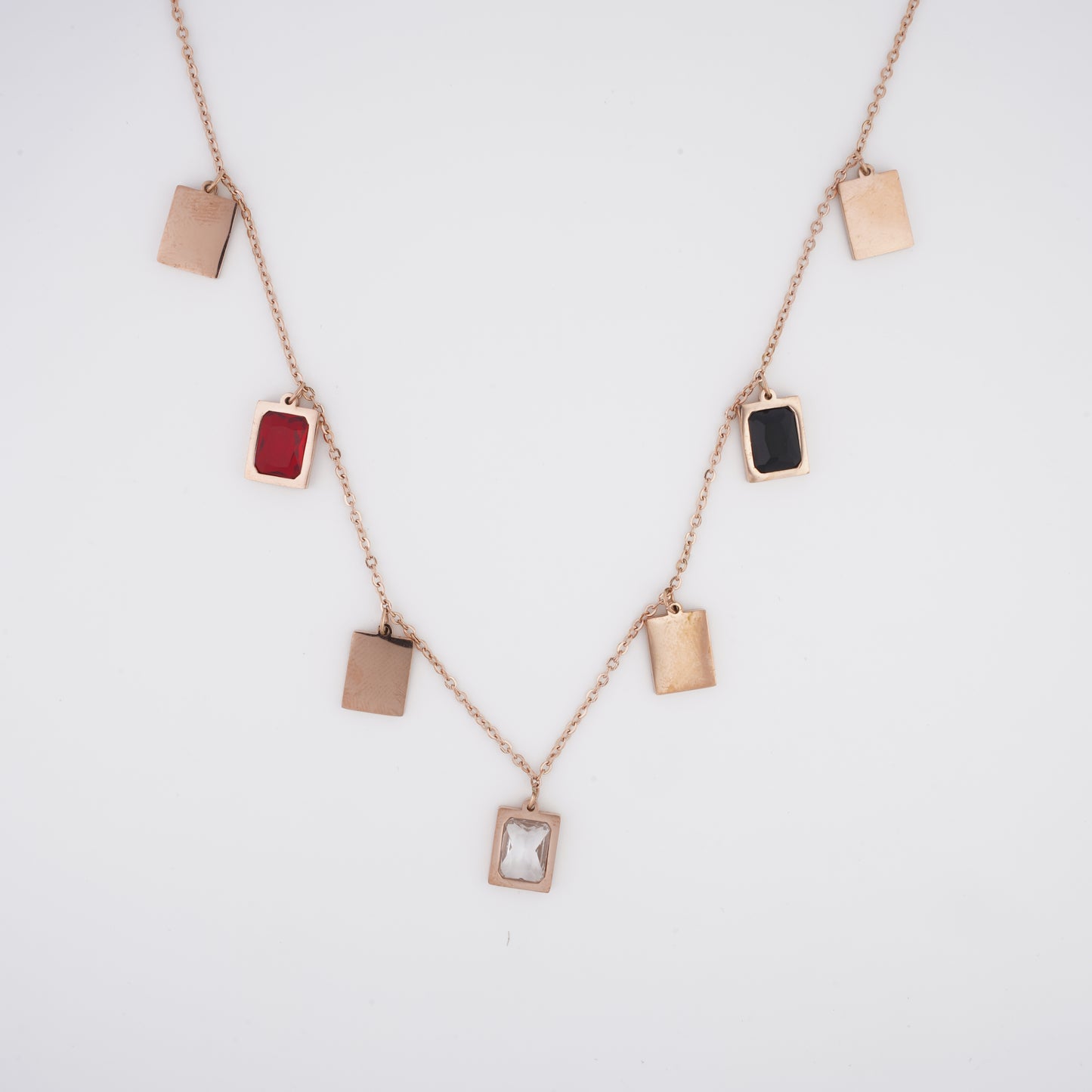 Multicolor Rectangular Charm Necklace