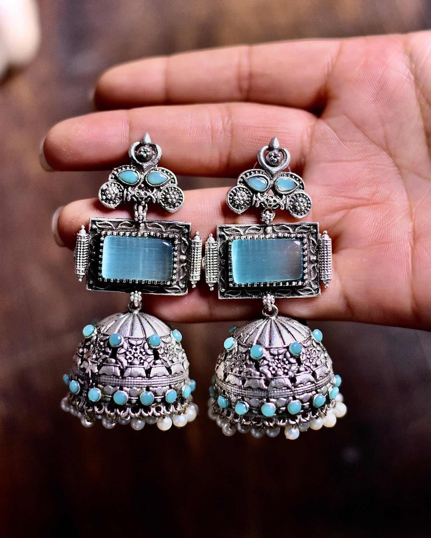 Moonstone Brass Jhumka