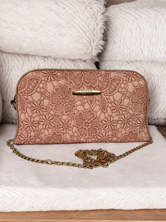 Pink Lace Purse with Gold Chain