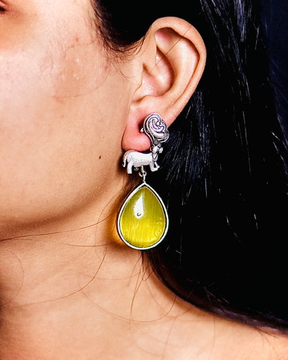 Reindeer Drop Earrings with Monalisa Stone