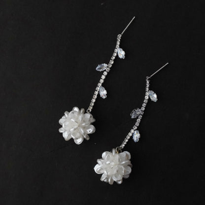 Elegant Marigold Dangle Earrings in Stainless Steel with Diamonds