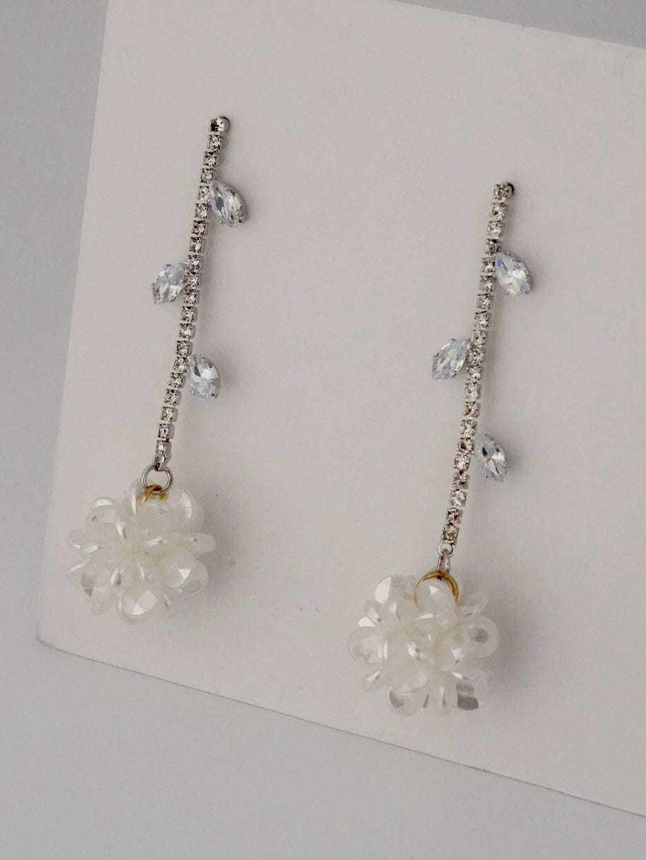 Elegant Marigold Dangle Earrings in Stainless Steel with Diamonds